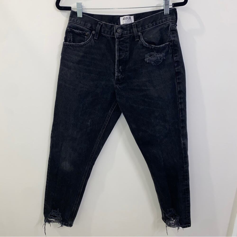 Agolde Jamie High Rise Classic Black Cropped Ankle Jeans in Plume Size 29
